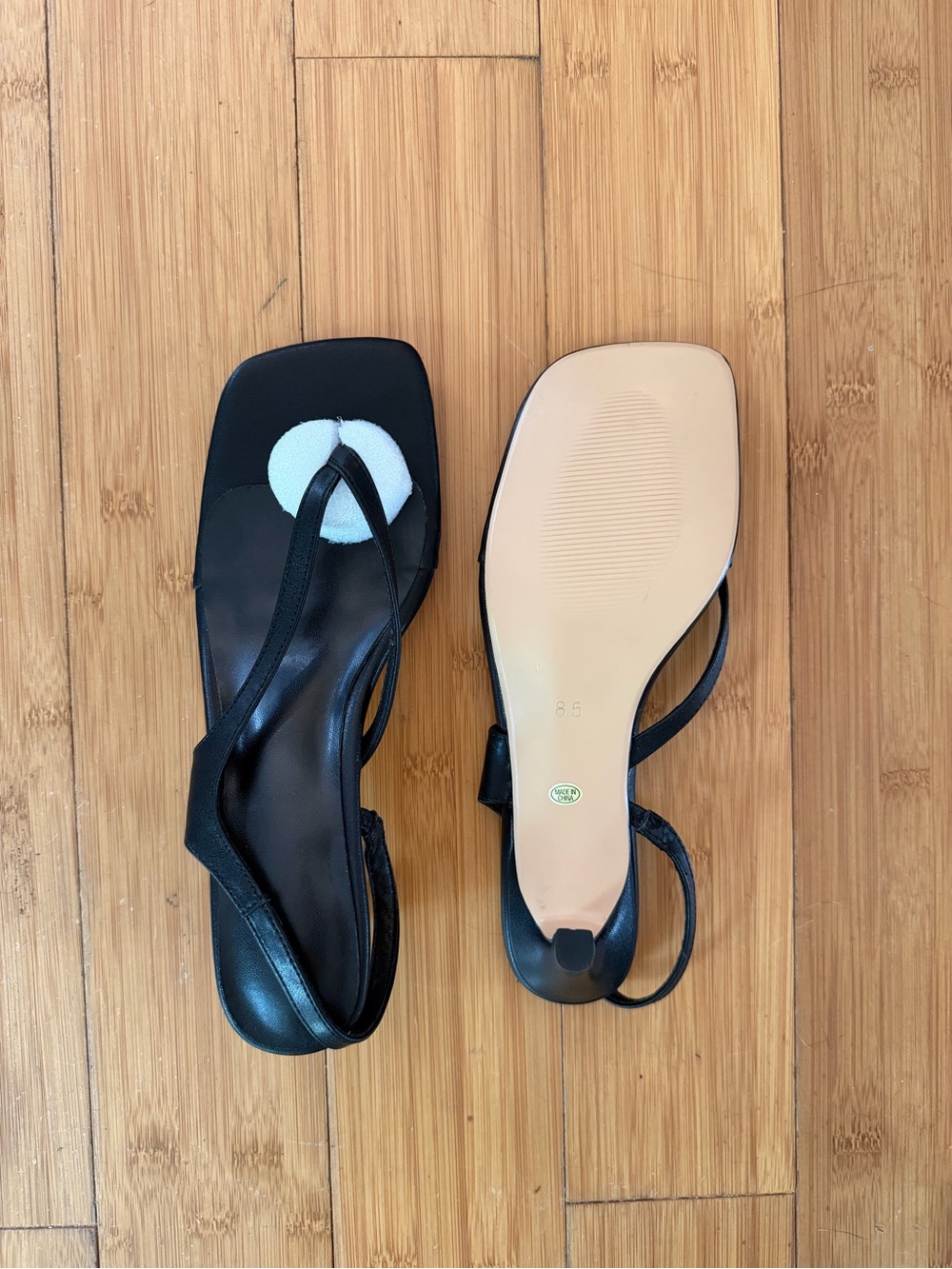 Black Women's Square-Toe Slingback Sandals